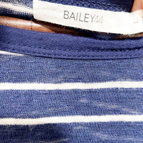 Anthropologie Bailey 44 Linen Top Blue White Striped Lightweight Shirttail Large - Picture 5 of 8